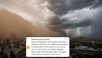 70 किमी प्रति घंटे की तेज धूलभरी आंधी