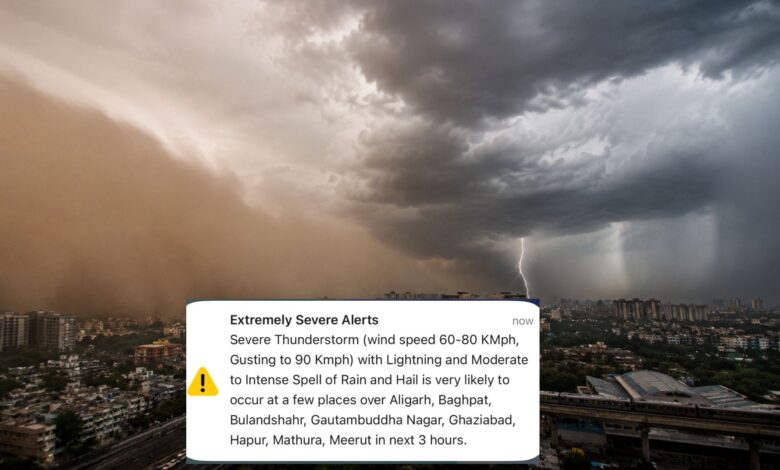 70 किमी प्रति घंटे की तेज धूलभरी आंधी