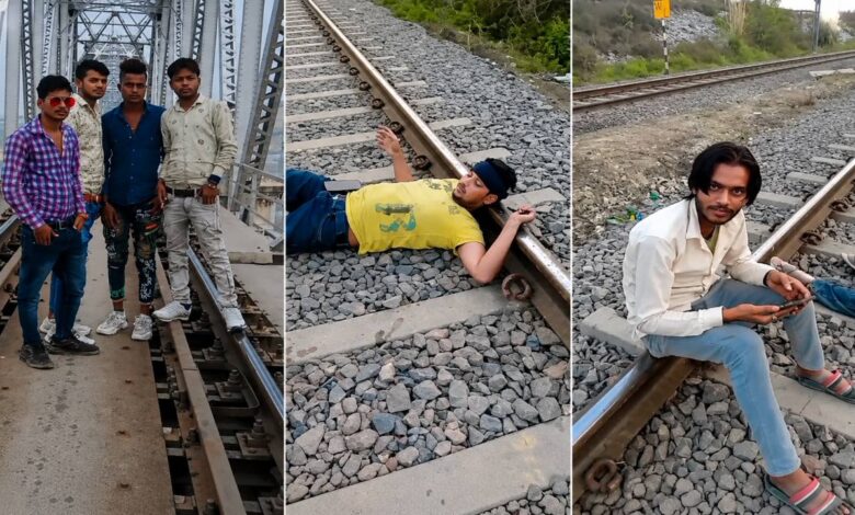 यमुना ओवरब्रिज के पास रेलवे ट्रैक पर युवकों की खतरनाक हरकत