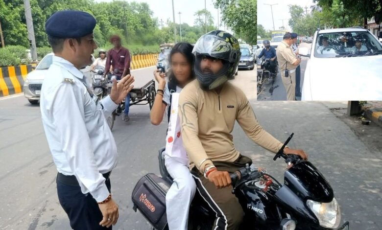 बिना हेलमेट सबसे ज्यादा चालान