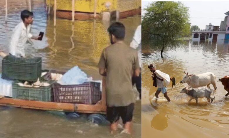 बिजली संकट के बीच नावों से पहुंच रहा भोजन